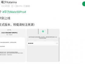 【球盟会】华为 Mate 50 Pro 将支持戴口罩识别 通过眼部特征进行认证
