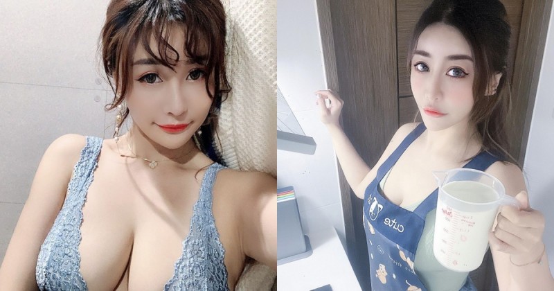 「32G雪乳正妹」愛上做甜點！圍裙也包不住的豪乳，讓人好想吃奶製品！