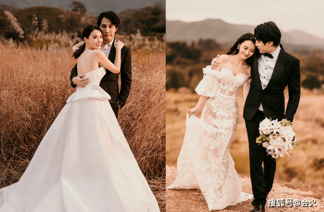 【球盟会】48岁亚视小姐陈炜拍婚纱照！穿抹胸裙大秀美背，躺老公怀里标签娇羞 
