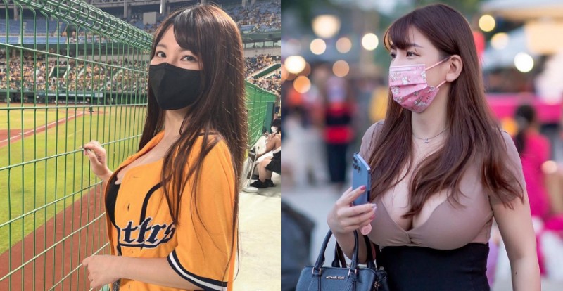 【球盟会】棒球賽場邊驚見「巨乳女球迷」　口罩下竟藏甜美臉蛋！