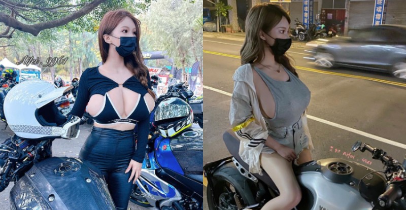 苗栗車聚驚見重量級「豪乳女騎士」胸前自備兩顆安全氣囊