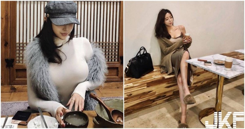 【球盟会】美乳正妹用餐「快把緊身衣撐爆」，旁邊客人都受不了了！