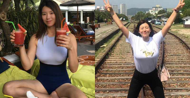 【球盟会】運動正妹自備一對「渾圓豪乳」快塞爆泳裝，「養眼視角」畫面太立體啦！