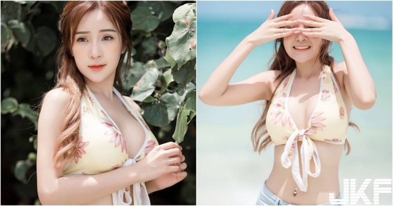 好甜美！「清純大奶妹」海邊嬉鬧奔跑！「飽滿美乳」雪白水嫩太可愛了吧！