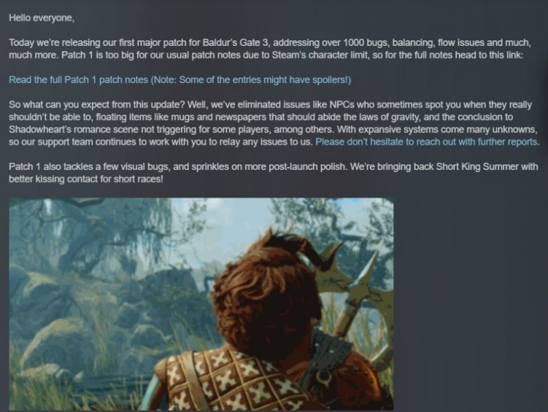 《博德之门3》发布了大型补丁的更新！