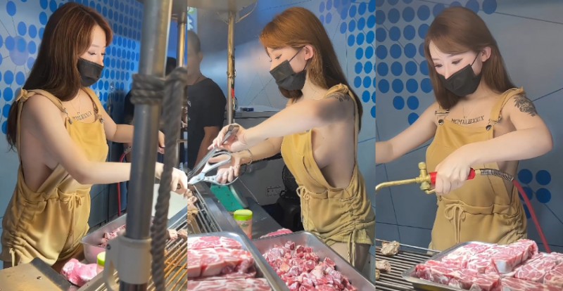 【球盟会】「正妹老闆娘」露側乳噴火為骰子牛加辣　網友：我要一份奶子牛