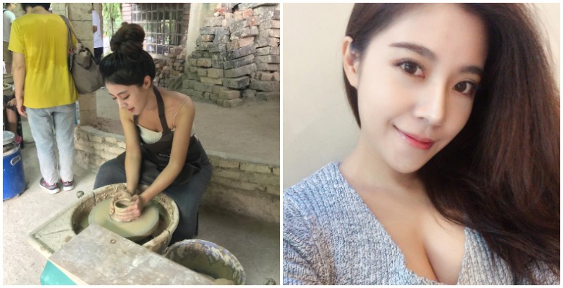 【球盟会】玩陶藝驚見「美乳正妹」！網搜發現是「超正空姐」，不只顏值逆天身材還超火辣！