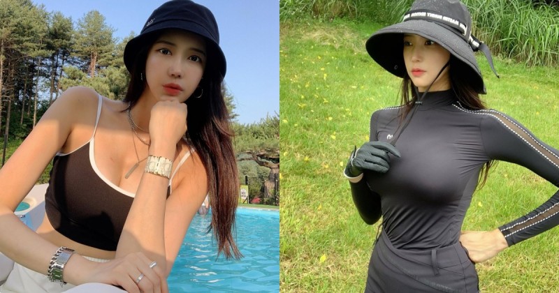 【球盟会】太辣了！「美胸高爾夫球正妹」」性感揮桿，惹火胸型也跟著凸出了！
