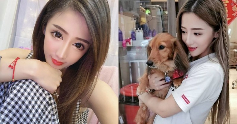 超正「寵物美容師」姜姜，長髮電眼還有「迷人雪乳」，網友通通想當她懷裡的狗！