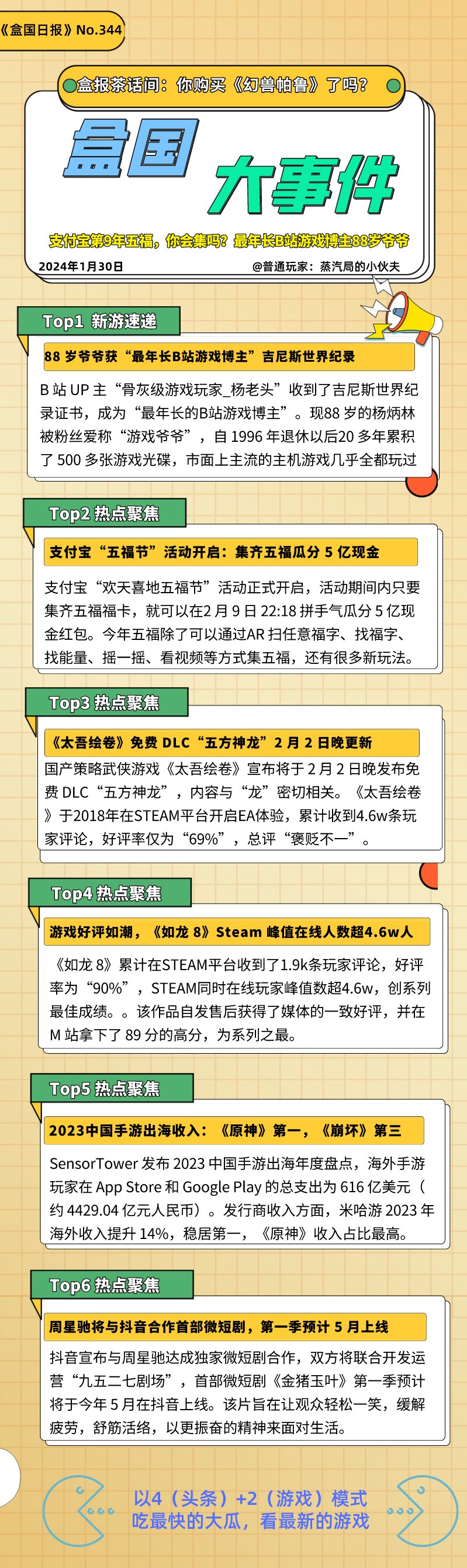 支付宝第9年五福，你会集吗？最年长B站游戏博主88岁，游戏心不老