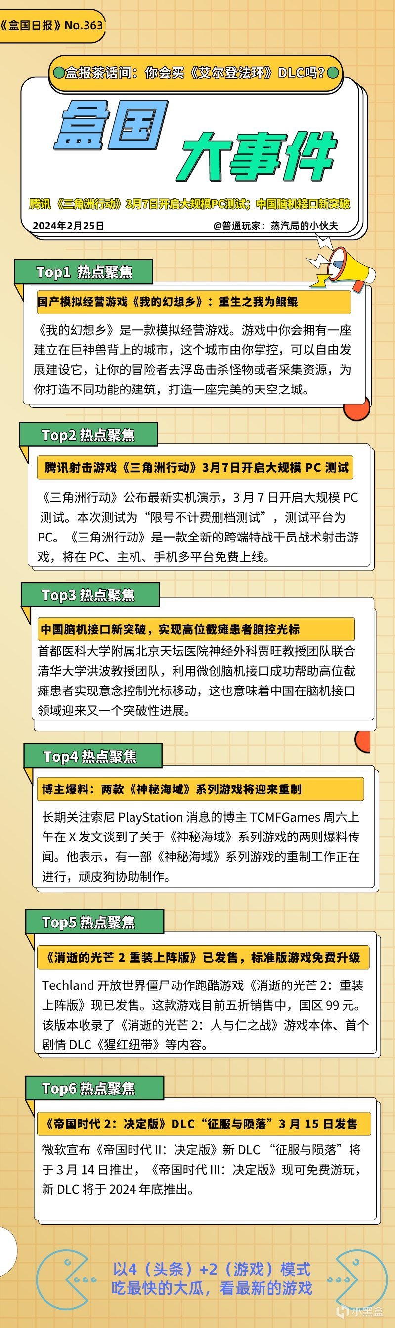 腾讯 《三角洲行动》PC测试定档3月7日；中国脑机接口技术新突破