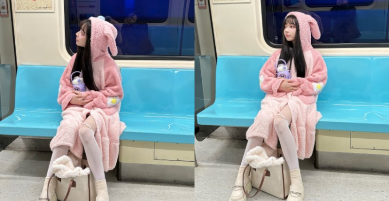 【球盟会】台北捷運有超萌兔子出沒！絨毛外套底下竟是性感美乳