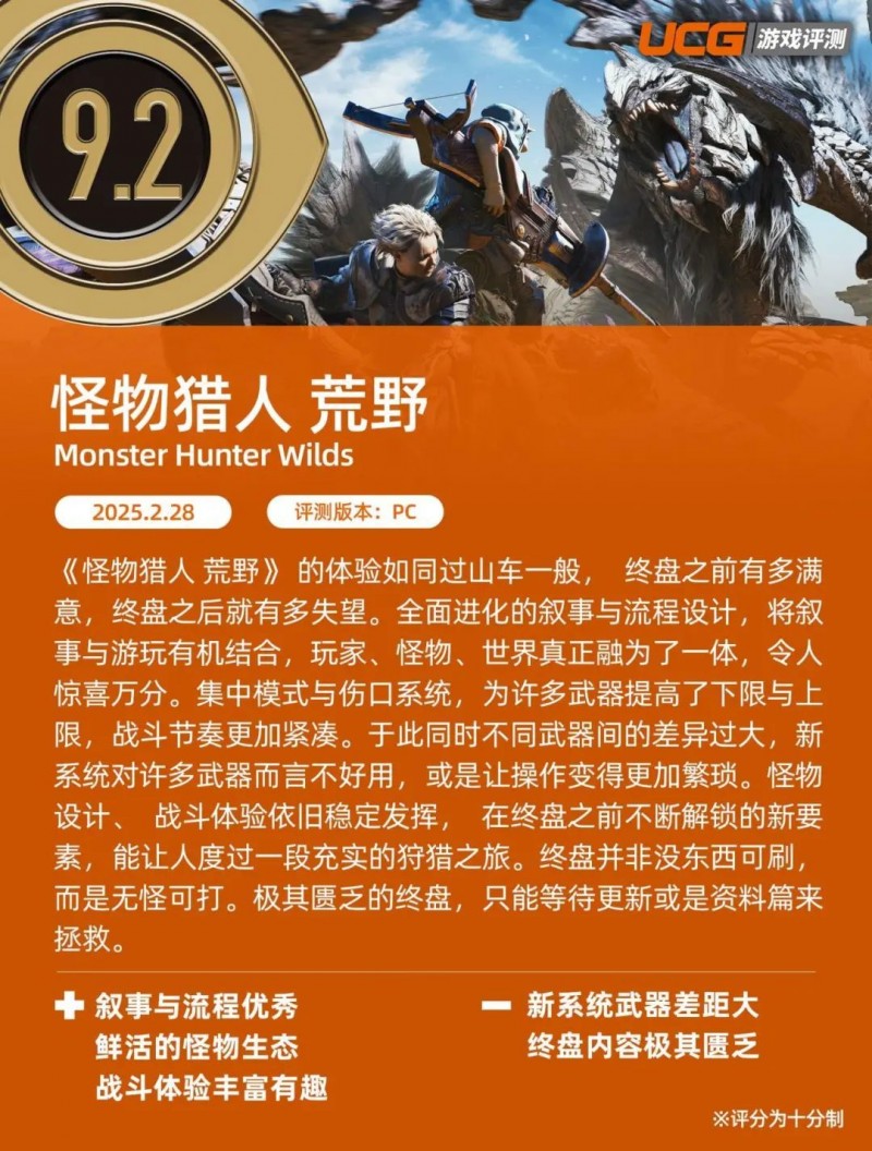 【UCG】9.2|惊艳的流程难掩终盘的匮乏《怪物猎人 荒野》评测