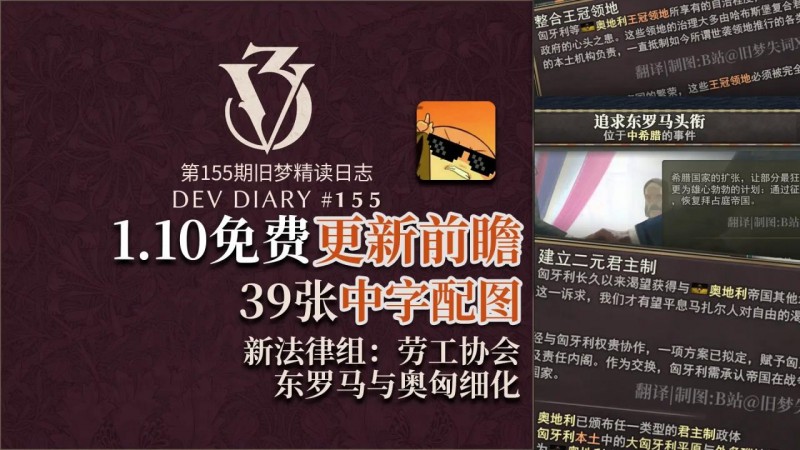 【旧梦精读】东罗马与奥匈内容更新 1.10免费叙事内容 维多利亚3