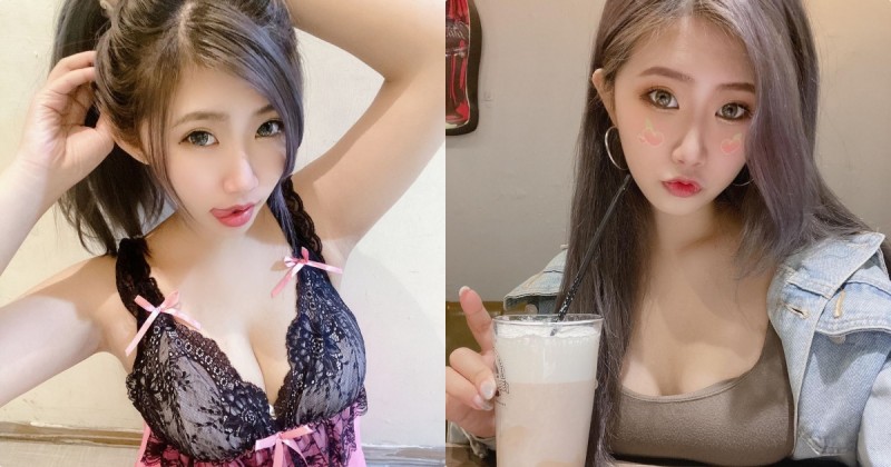 【球盟会】甜甜酒窩女孩！正妹「娃比」喝飲料美乳放上桌，性感畫面超誘人！