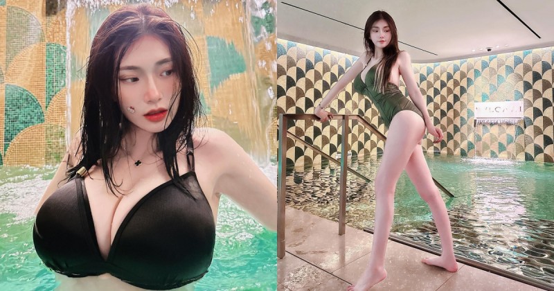 【球盟会】最強奶媽「謝薇安」曬巨乳泳裝照，雙峰塞滿畫面網友驚呼：是籃球嗎