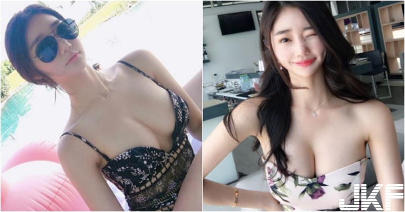 【球盟会】氣質「正妹空姐」度假泳裝超狂！大開深Ｖ「飽滿雪乳」整片露出！