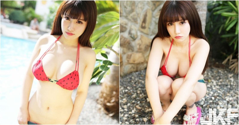 【球盟会】「西瓜大奶妹」水中浮出！「白嫩巨乳」瞬間外溢，小褲褲偷撩裡面白白der！