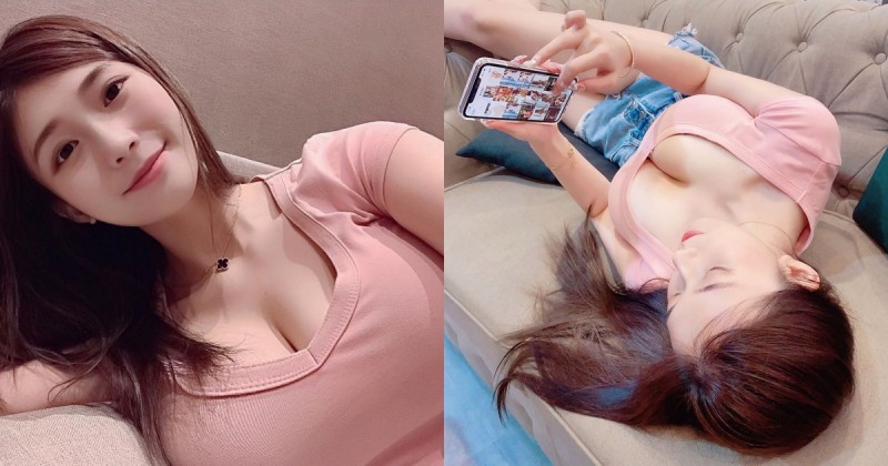 【球盟会】地表最正「巨乳辣媽」開啟在家耍廢模式，躺沙發「兇猛雪乳」雙雙溢出！