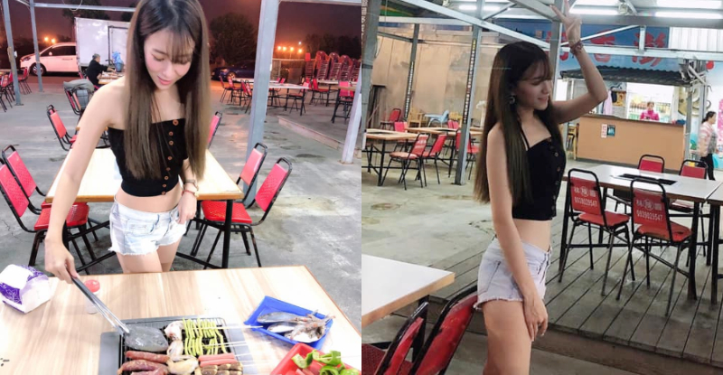 【球盟会】烤到脫衣服！氣質正妹「Yuanyuan媛媛兒」超短熱褲火辣烤肉