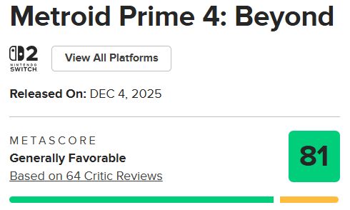【球盟会】《密特罗德 究极4：穿越未知》评分出炉：MC均分81，IGN/GS双8分