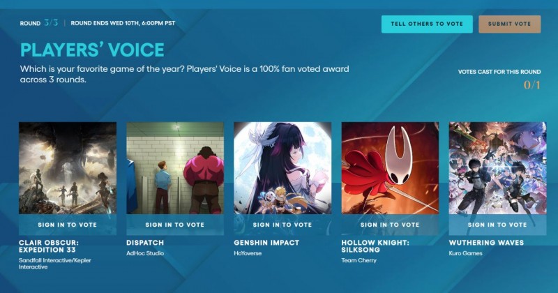 【球盟会】玩家之声第三阶段名单公布，《33号远征队》、《鸣潮》等入围