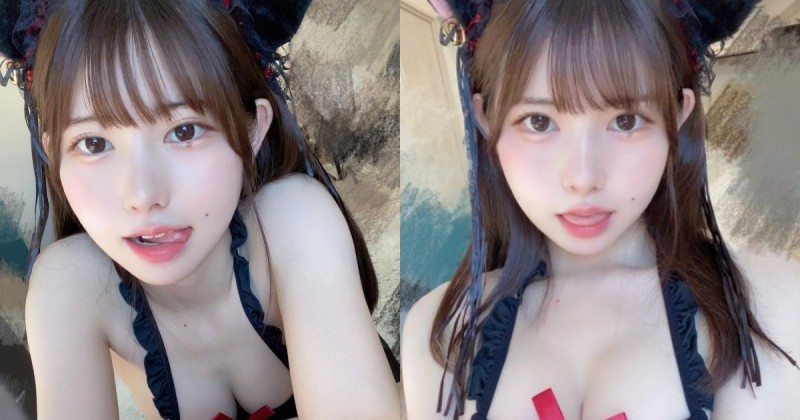 【球盟会】又甜又香！櫻花萌妹「雪白爆乳」cos小貓咪，精緻娃娃臉＋性感好身材！