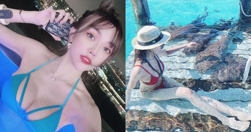 【球盟会】美女餵鯊魚？美乳正妹「KAKA」海島度假，「窈窕雪肌」太美味好怕她真的被吃掉！