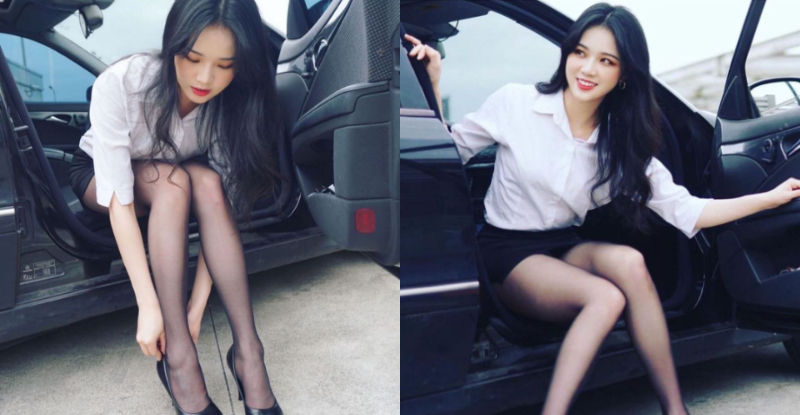 【球盟会】「OL小姐姐」下車伸出「絲襪玉腿」，交通狂堵的罪魁禍首！