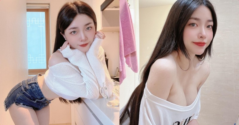 【球盟会】迷人小仙女「妍妍兒」露辣腿喝水，「超火辣S曲線」看點滿滿！