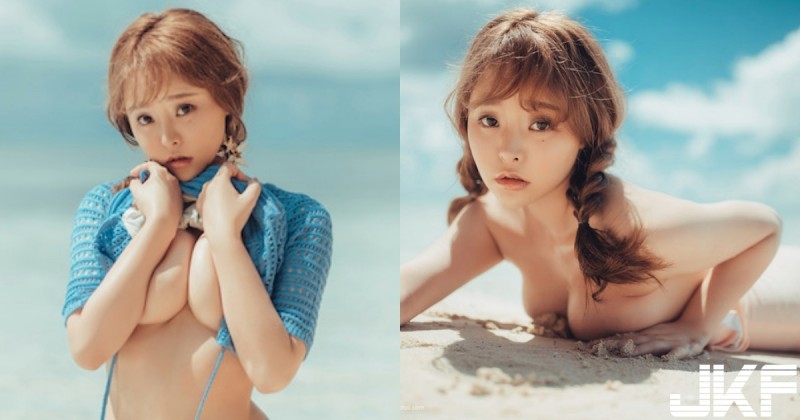 【球盟会】想要零色差就只能脫了！大秀「渾圓大D奶」沙灘趴曬，巨乳正妹找無人海灘偷偷來！