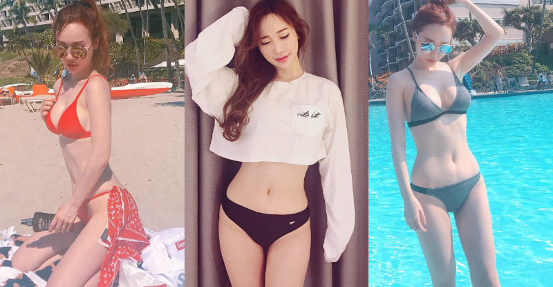 【球盟会】妹子三點式比基尼大露「可愛圓乳」！又白又嫩兩粒肉包子，眼睛大吃冰淇淋！