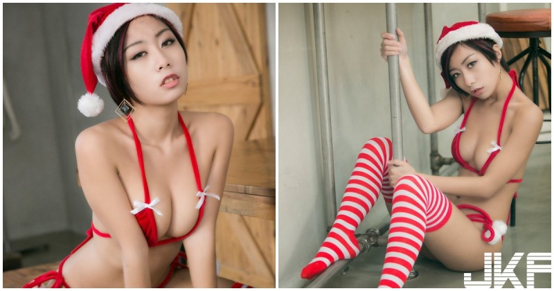【球盟会】爆乳耶誕內衣超噴血，「火辣曲線」讓人想把綁帶解開啊！