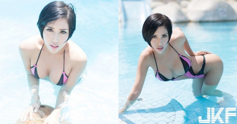 【球盟会】不只有巨乳還有亮點！大奶正妹「神秘泳衣」下水，性感雙球呼之欲出水面下也擋不了！