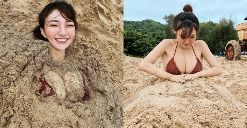 【球盟会】沙子也埋不住「Donna 奶妹」胸前雄偉的兩粒　豪邁乳量攻佔海岸線