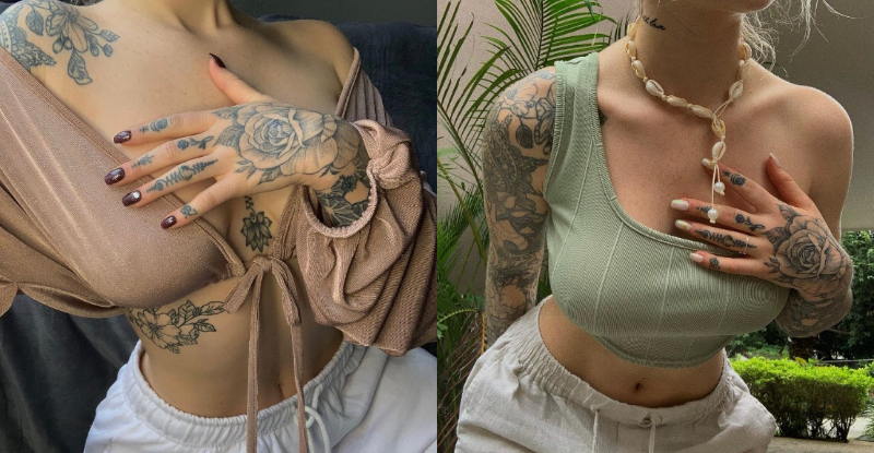 【球盟会】此地無銀三百兩！刺青妹「遮羞手」阻擋邪惡視線　意外造成反效果遭肉搜