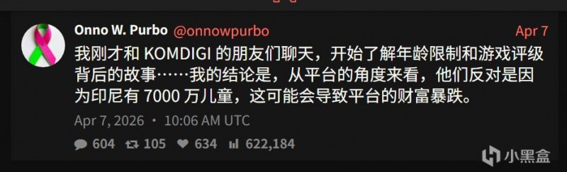 【球盟会】印尼官方认为Steam拒绝推行游戏分级，是担心流失7000万儿童玩家