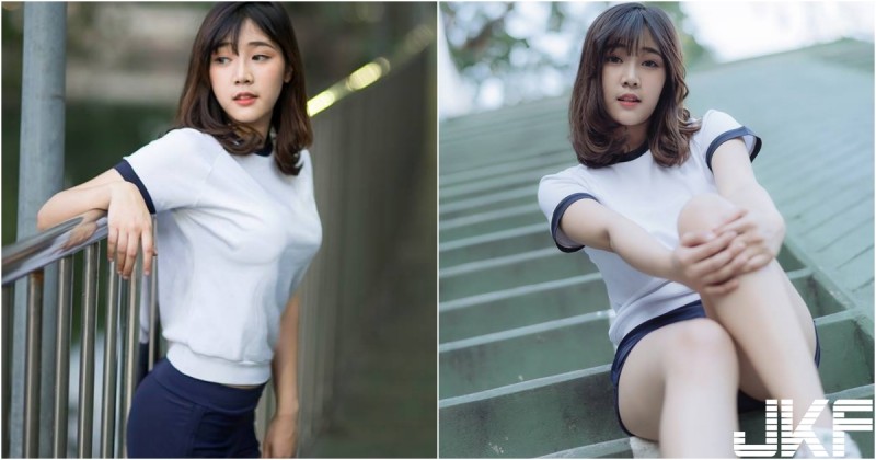 【球盟会】清純「美乳學生妹」！體育短褲完美包覆「渾圓翹臀」！白皙長腿也好優質啊！