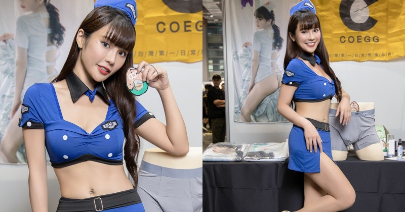 【球盟会】琳妲性感制服露「美乳細腰長腿」，在TRE會場賣小褲褲！