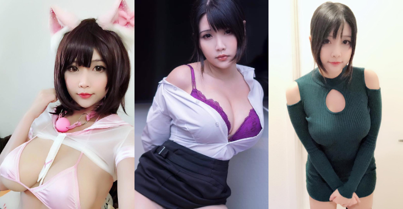 【球盟会】「棉花糖Coser」性感高衩黑膠衣太犯規　渾圓水滴美乳直接掉出來！