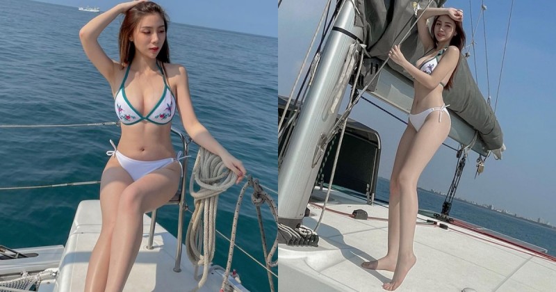 【球盟会】超白皙比基尼美乳正妹！「女神級長腿」雪白筆直好犯規，馬甲線也好狂啊！