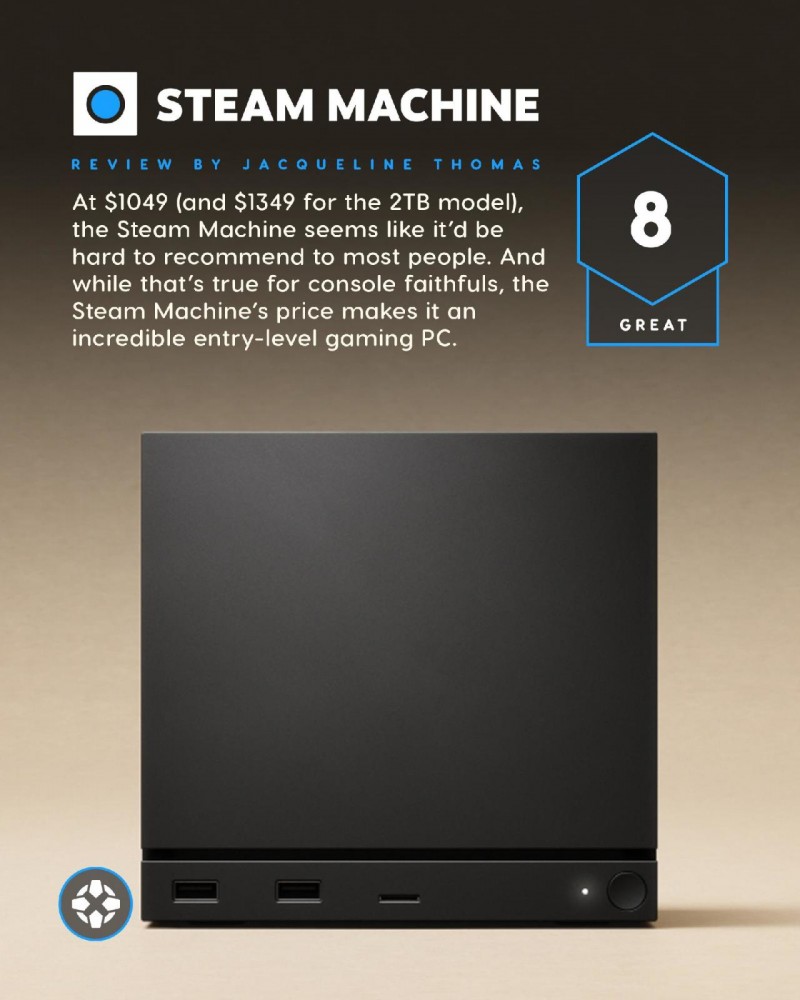 【球盟会】Steam Machine IGN 8分：价格偏高，但作为PC入门硬件表现出色