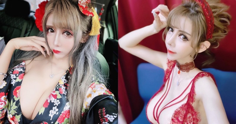 【球盟会】G奶正妹「Luby露比」花魁造型超深V，「豐滿的大車頭燈」讓人看暈！