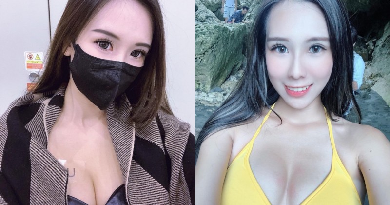 【球盟会】正妹「佳蓉」戴口罩自拍超爆乳，「邪惡的視角」電力超強大！