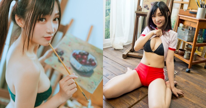 【球盟会】畫室裡的壞壞學生妹「江DD」，俏皮純真暗藏性感誘惑，挺雪白美乳作情慾畫布！