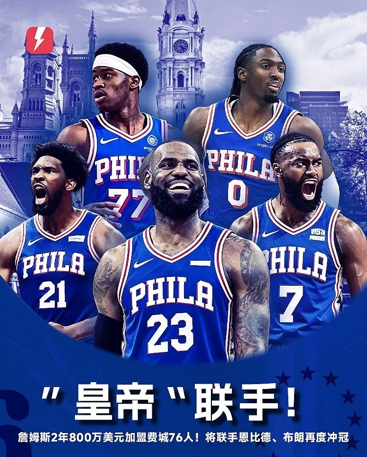 【球盟会】💥炸翻全联盟!詹姆斯重磅加盟76人 联手大帝&马克西&布朗