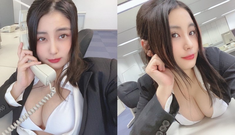 【球盟会】上班不安分！巨乳OL「トロたん」座位上袒胸露乳大解放　最後甚至掀裙洩神秘黑三角