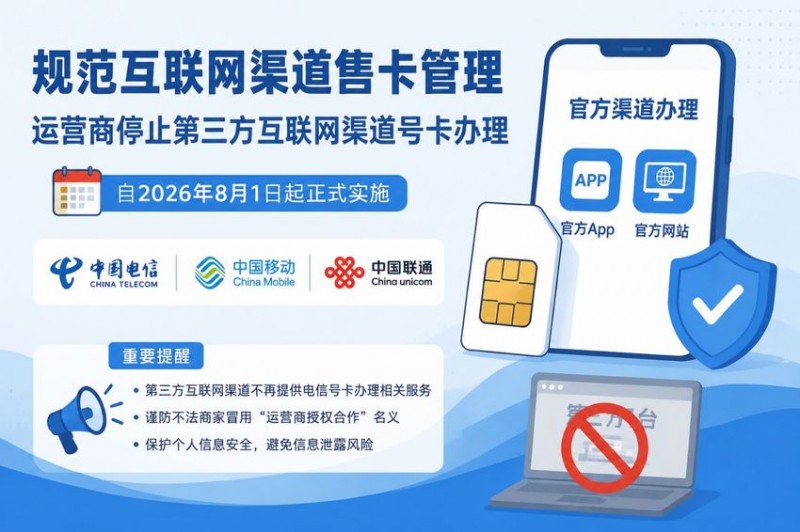 【球盟会】三大运营商明起停止第三方互联网渠道号卡办理