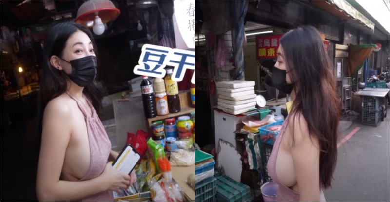 【球盟会】療癒作家挺「核彈級豪乳」逛傳統市場　婆媽都被她的乳量嚇到了！
