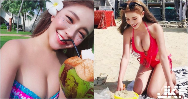 【球盟会】好狂！「巨乳椰奶妹」海邊玩沙太吸睛！「渾圓美乳」快比臉大了啦！